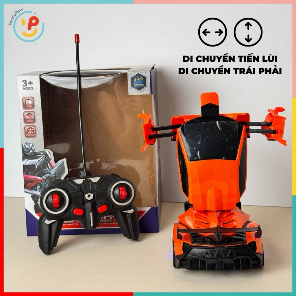 Xe đua điều khiển biến hình robot màu cam có đèn âm thanh 5A-791 PeeKaPaw Toys
