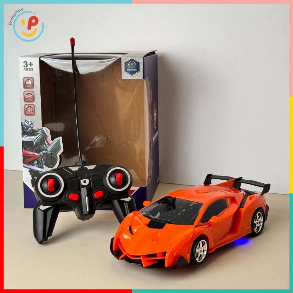 Xe đua điều khiển biến hình robot màu cam có đèn âm thanh 5A-791 PeeKaPaw Toys