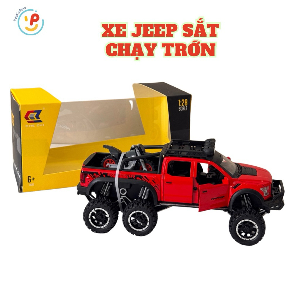 Đồ chơi xe Ford chở mô tô 30cm chất liệu hợp kim có đèn và âm thanh CZ24 PeeKaPaw Toys