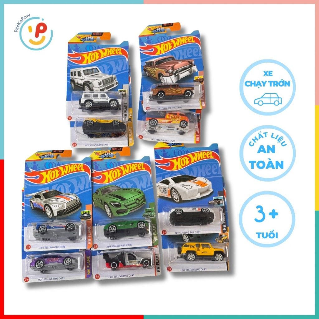 Đồ chơi xe mô hình Hot Wheel mini chạy trớn nhiều mẫu mã màu sắc PeeKaPaw Toys