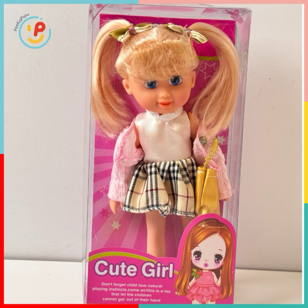 Búp bê thời trang 9909 PeeKaPaw Toys – Thiết kế đáng yêu, mặc váy đi học, phụ kiện kèm theo