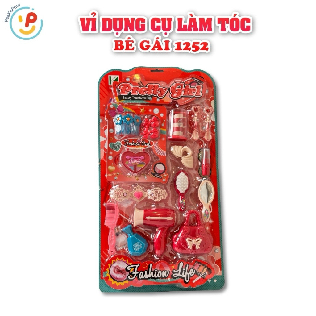 Vỉ Đồ Chơi Làm Tóc Cho Bé Gái Nhiều Phụ Kiện Sáng Tạo 1252 PeeKaPaw Toys