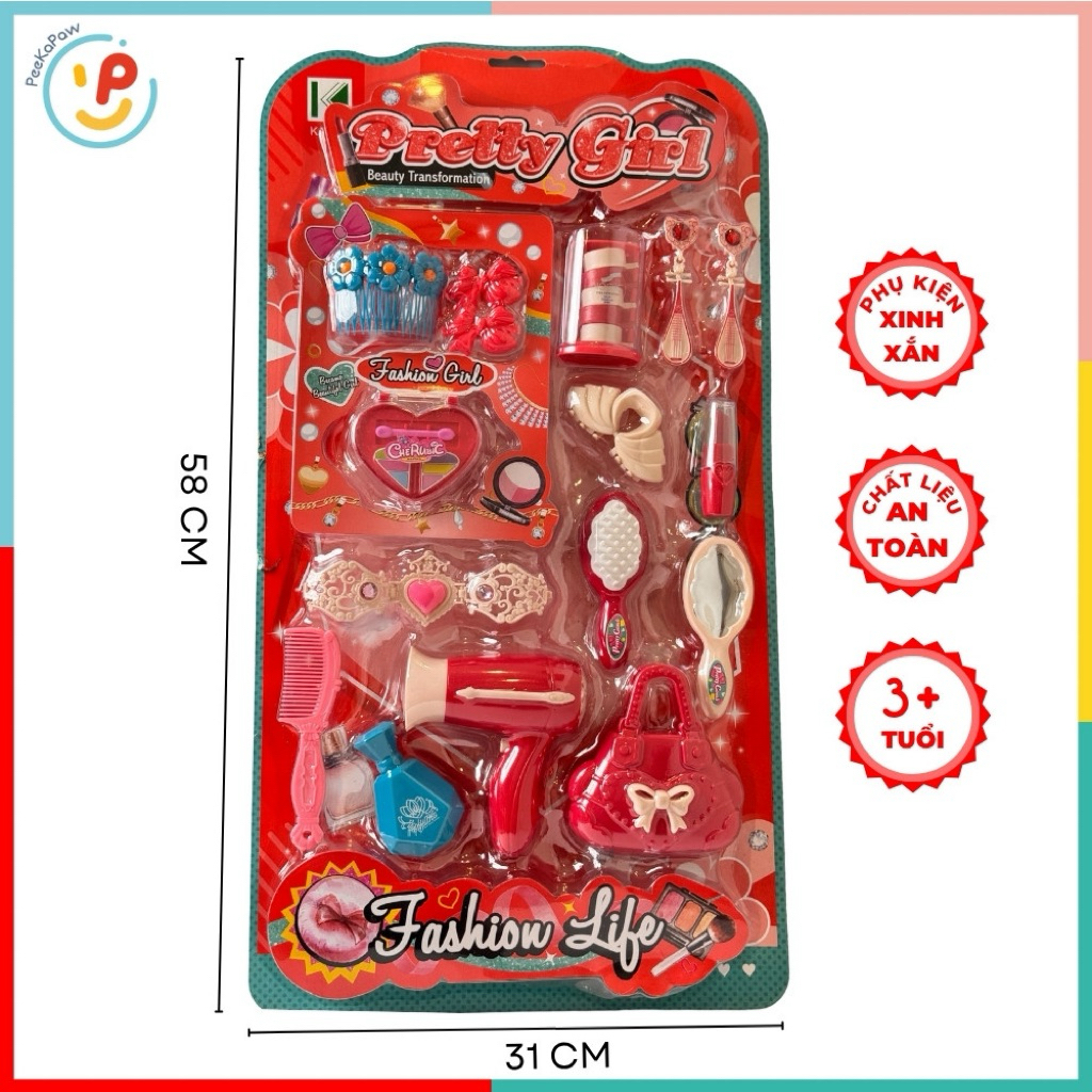 Vỉ Đồ Chơi Làm Tóc Cho Bé Gái Nhiều Phụ Kiện Sáng Tạo 1252 PeeKaPaw Toys