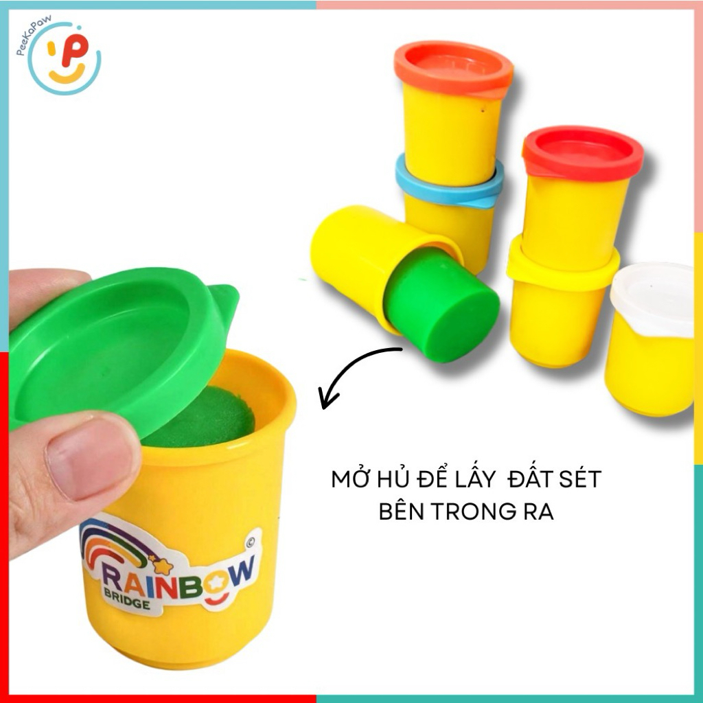 Hộp 6 hũ đất sét nhiều màu sắc sáng tạo mã 67-19 PeeKaPaw Toys