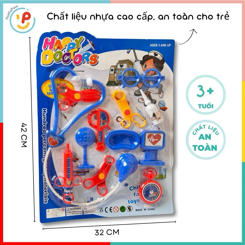 Đồ chơi nhập vai bác sĩ dụng cụ bác sĩ Happy Doctors 502 PeeKaPaw Toys