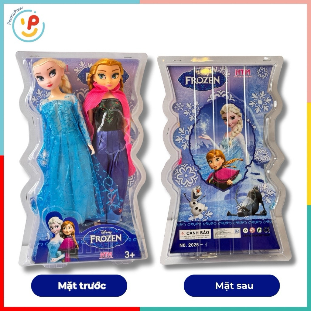 Vỉ búp bê chị em Elsa và Anna hoạt hình Frozen 2025 PeeKaPaw Toys