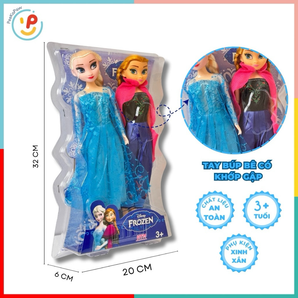 Vỉ búp bê chị em Elsa và Anna hoạt hình Frozen 2025 PeeKaPaw Toys