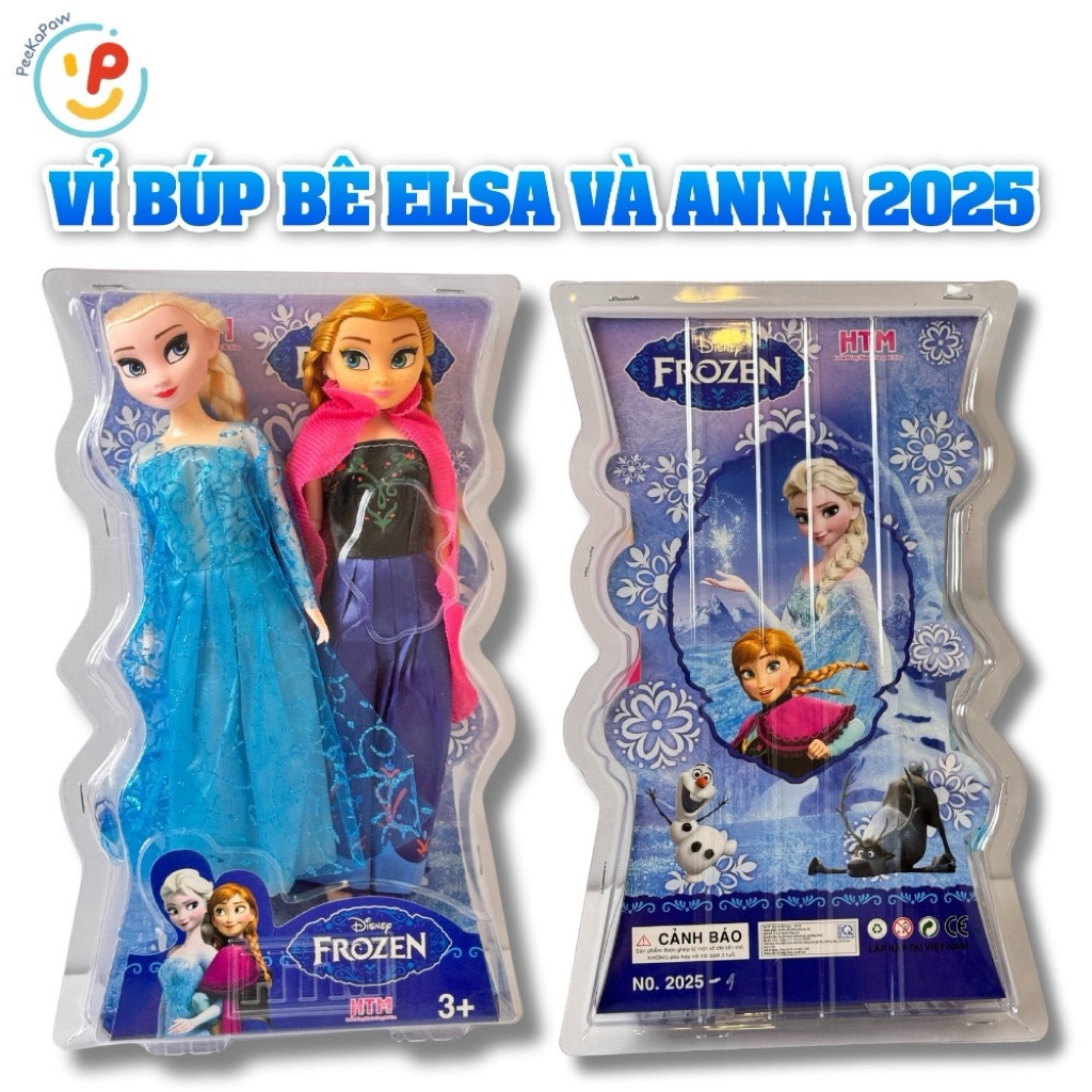 Vỉ búp bê chị em Elsa và Anna hoạt hình Frozen 2025 PeeKaPaw Toys