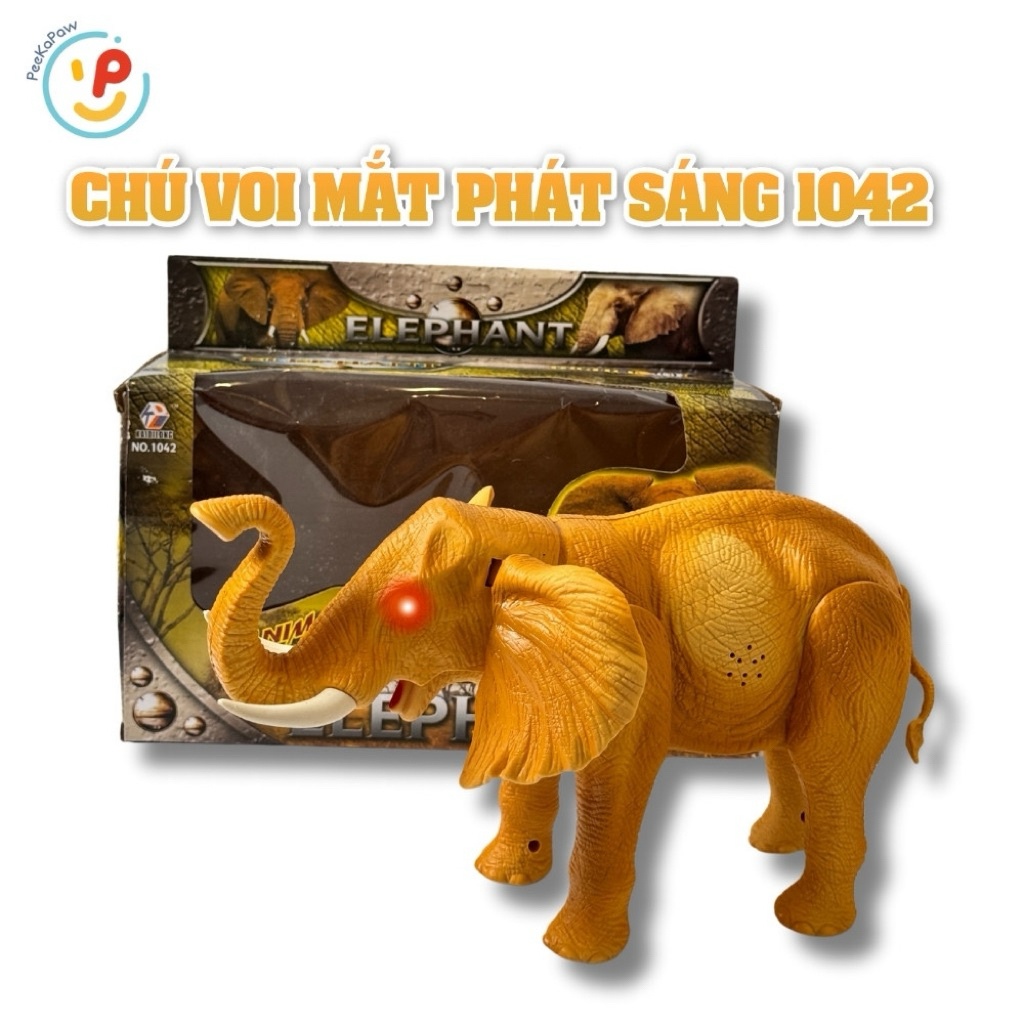 Mô hình chú voi mắt phát sáng mô phỏng âm thanh tiếng kêu 1042 PeeKaPaw Toys