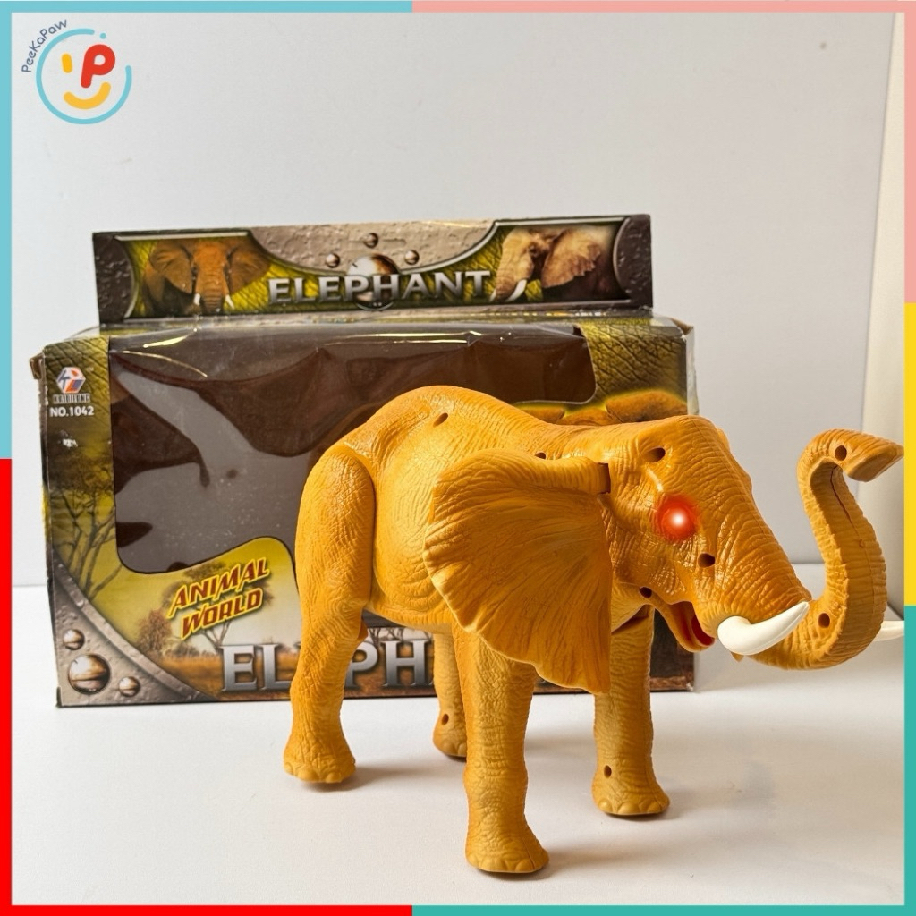 Mô hình chú voi mắt phát sáng mô phỏng âm thanh tiếng kêu 1042 PeeKaPaw Toys