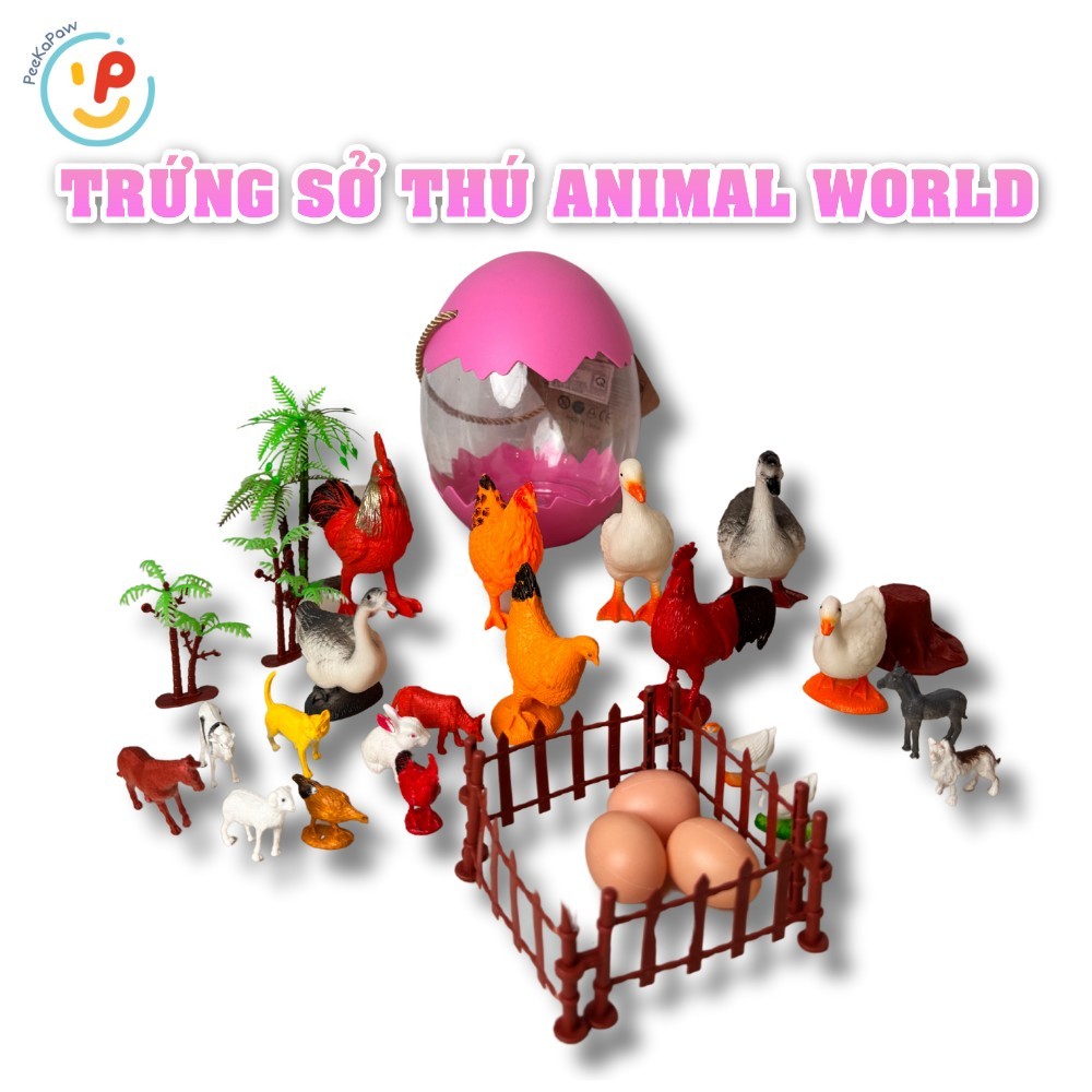 Đồ chơi quả trứng sở thú Animal World gồm nhiều con vật nông trại PeeKaPaw Toys