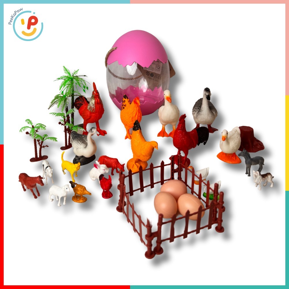 Đồ chơi quả trứng sở thú Animal World gồm nhiều con vật nông trại PeeKaPaw Toys