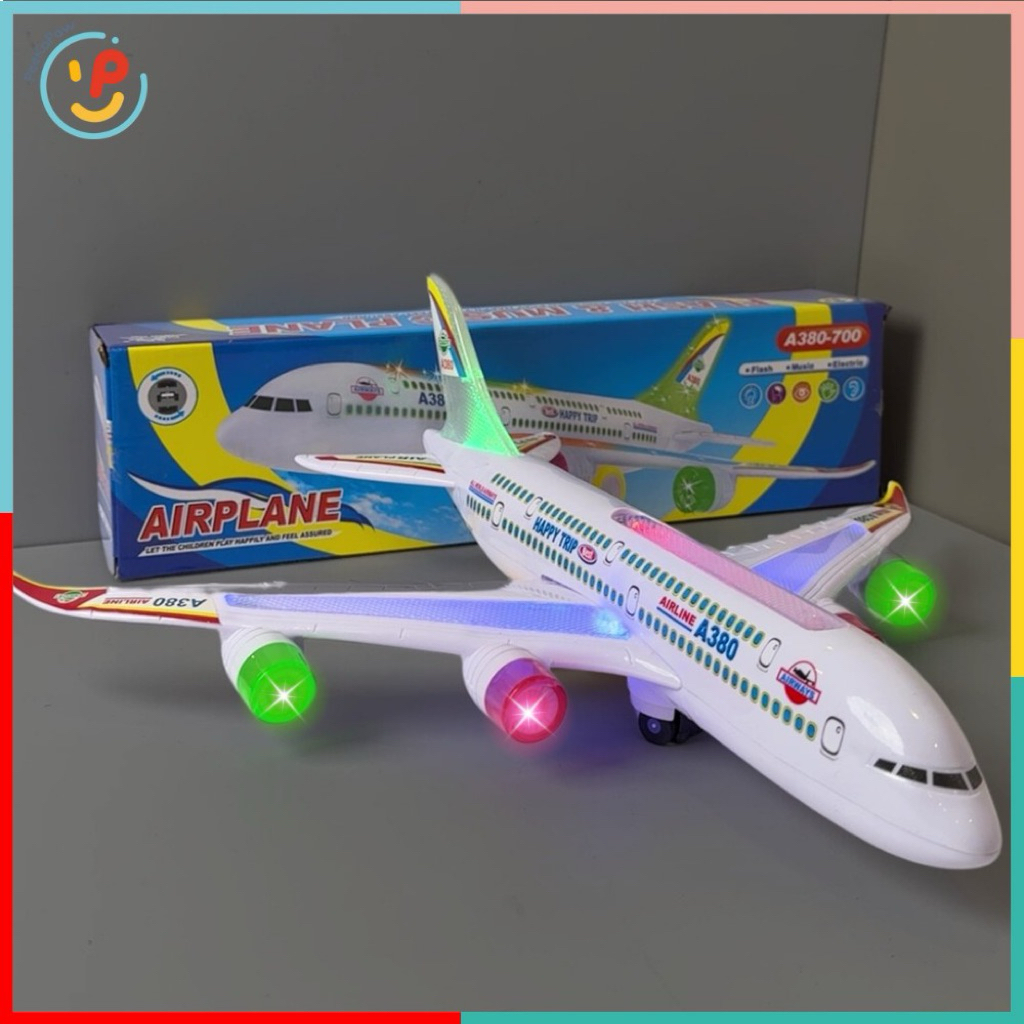 Máy bay đồ chơi có đèn và âm thanh mô phỏng tiếng máy bay cất cánh A380-700 PeeKaPaw Toys
