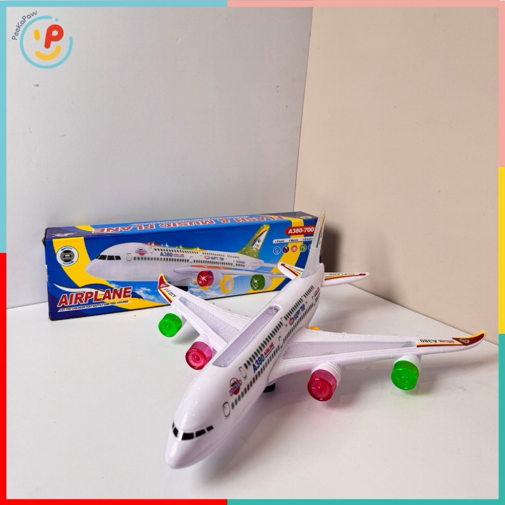 Máy bay đồ chơi có đèn và âm thanh mô phỏng tiếng máy bay cất cánh A380-700 PeeKaPaw Toys