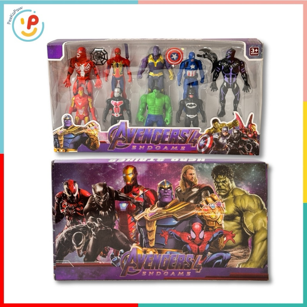 Hộp 9 mô hình siêu anh hùng Avengers Endgame mã 3299-8 PeeKaPaw Toys