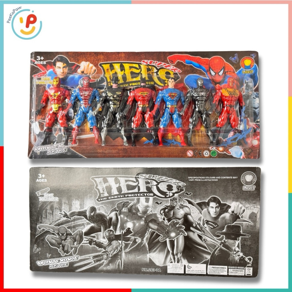Vỉ 7 mô hình siêu anh hùng phong cách Avengers mã 283-7 PeeKaPaw Toys