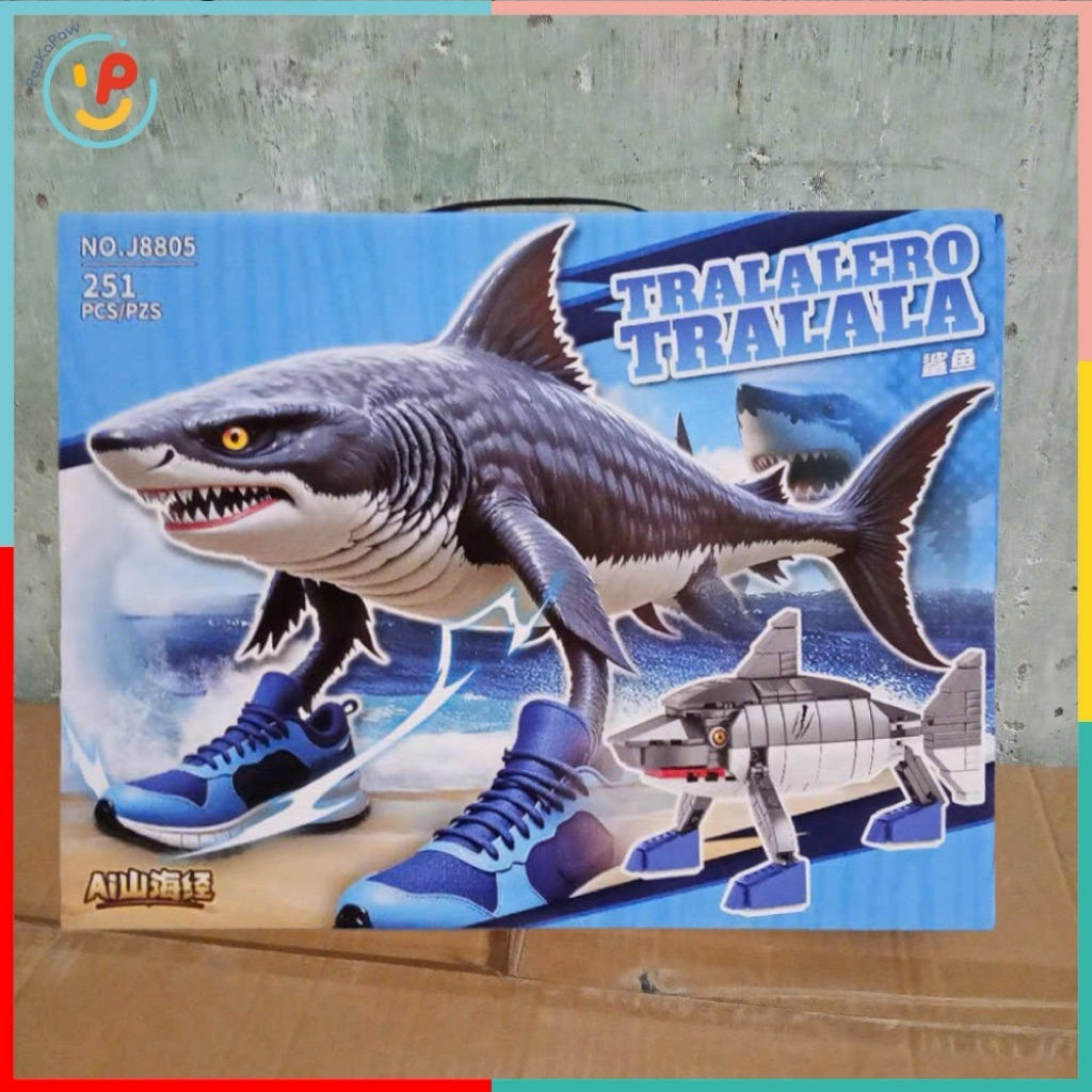 Đồ Chơi Lắp Ráp Cá Mập Mang Giày TRALALERO TRALALA 251 Mảnh J8805 PeeKaPaw Toys