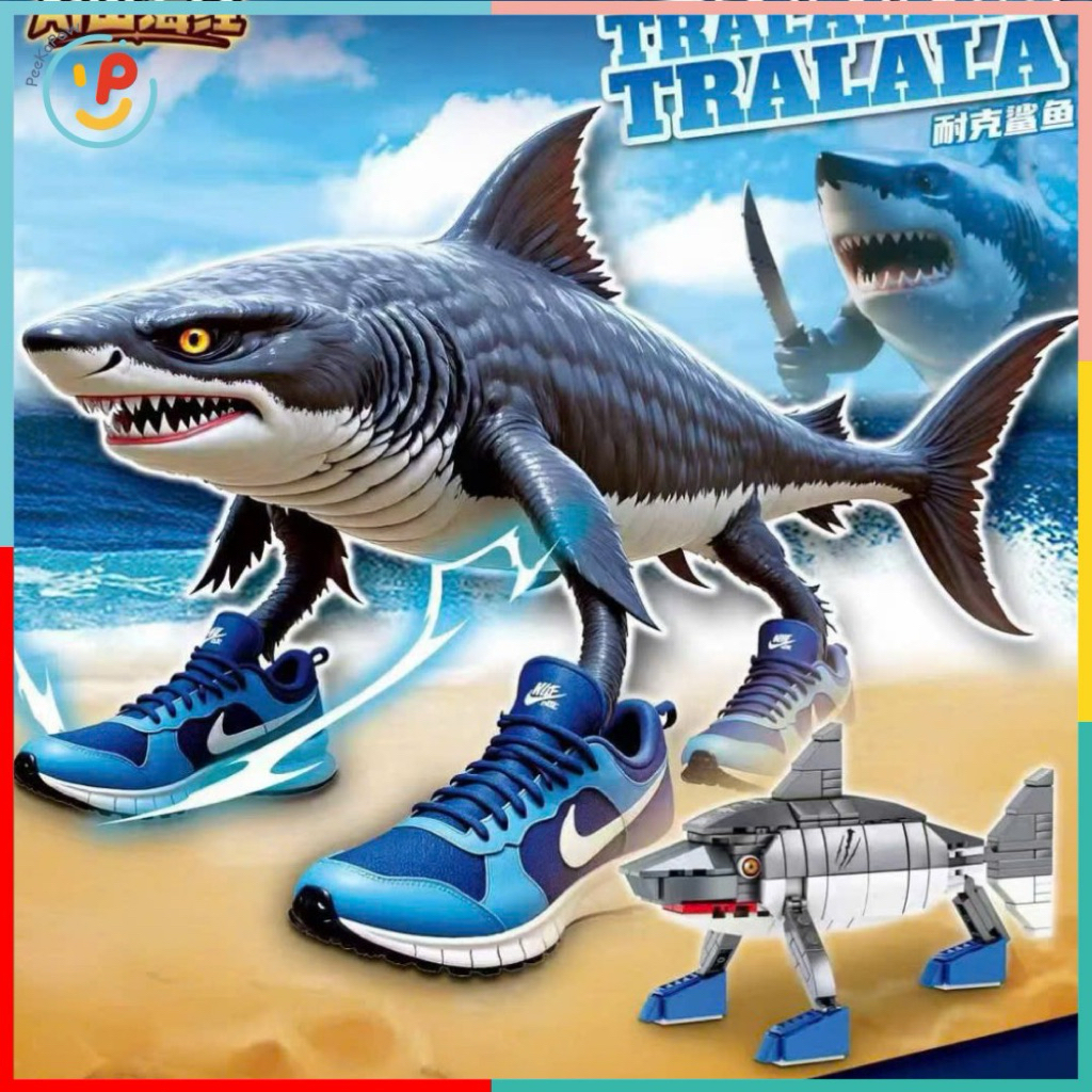 Đồ Chơi Lắp Ráp Cá Mập Mang Giày TRALALERO TRALALA 251 Mảnh J8805 PeeKaPaw Toys