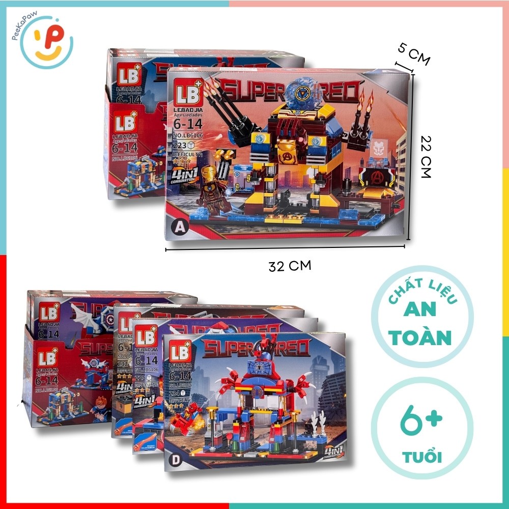 Bộ Lắp Ráp Xếp Hình Thành Phố Siêu Anh Hùng LB6106 4in1 234 Chi Tiết PeeKaPaw Toys