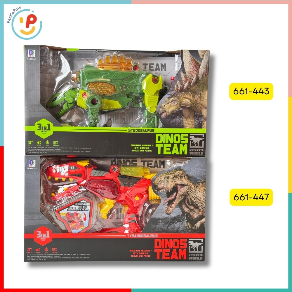 Mô Hình Lắp Ráp Khủng Long Có Đèn Âm Thanh 3in1 DIY Mã 661-447 PeeKaPaw Toys