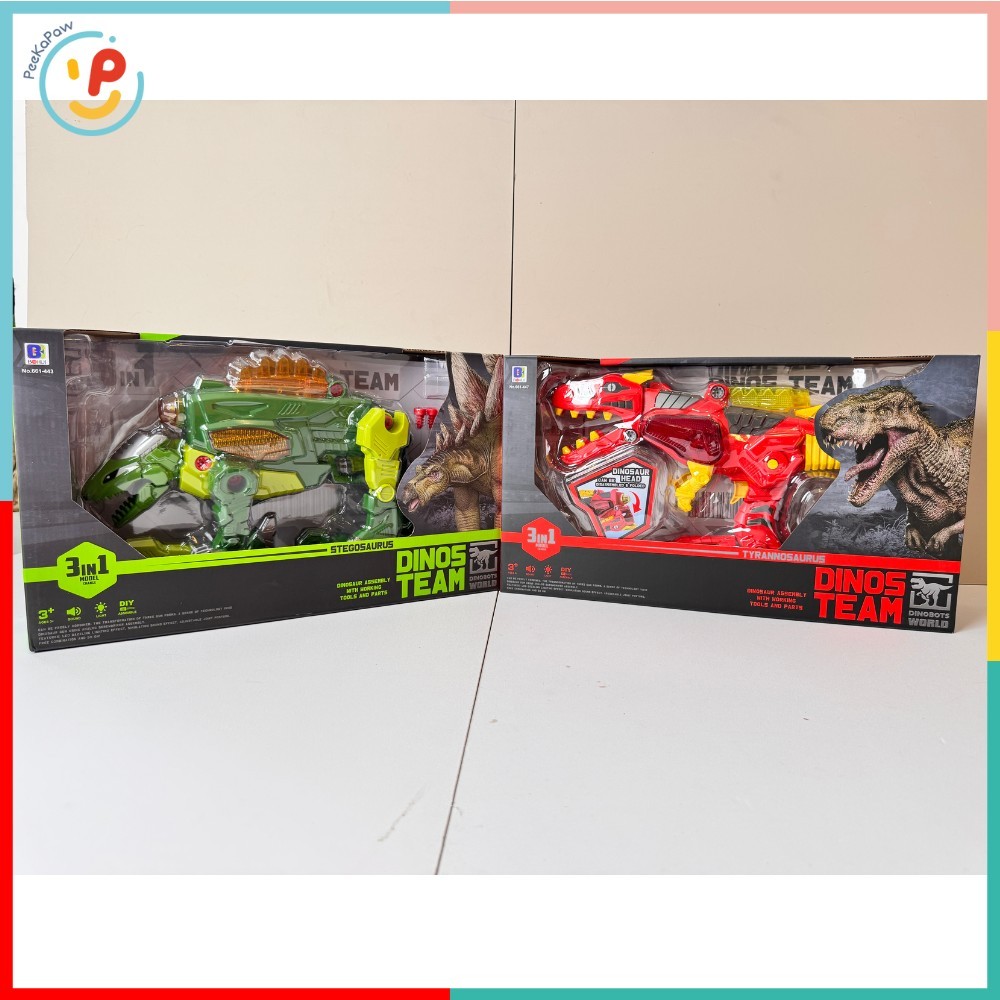 Mô Hình Lắp Ráp Khủng Long Có Đèn Âm Thanh 3in1 DIY Mã 661-447 PeeKaPaw Toys