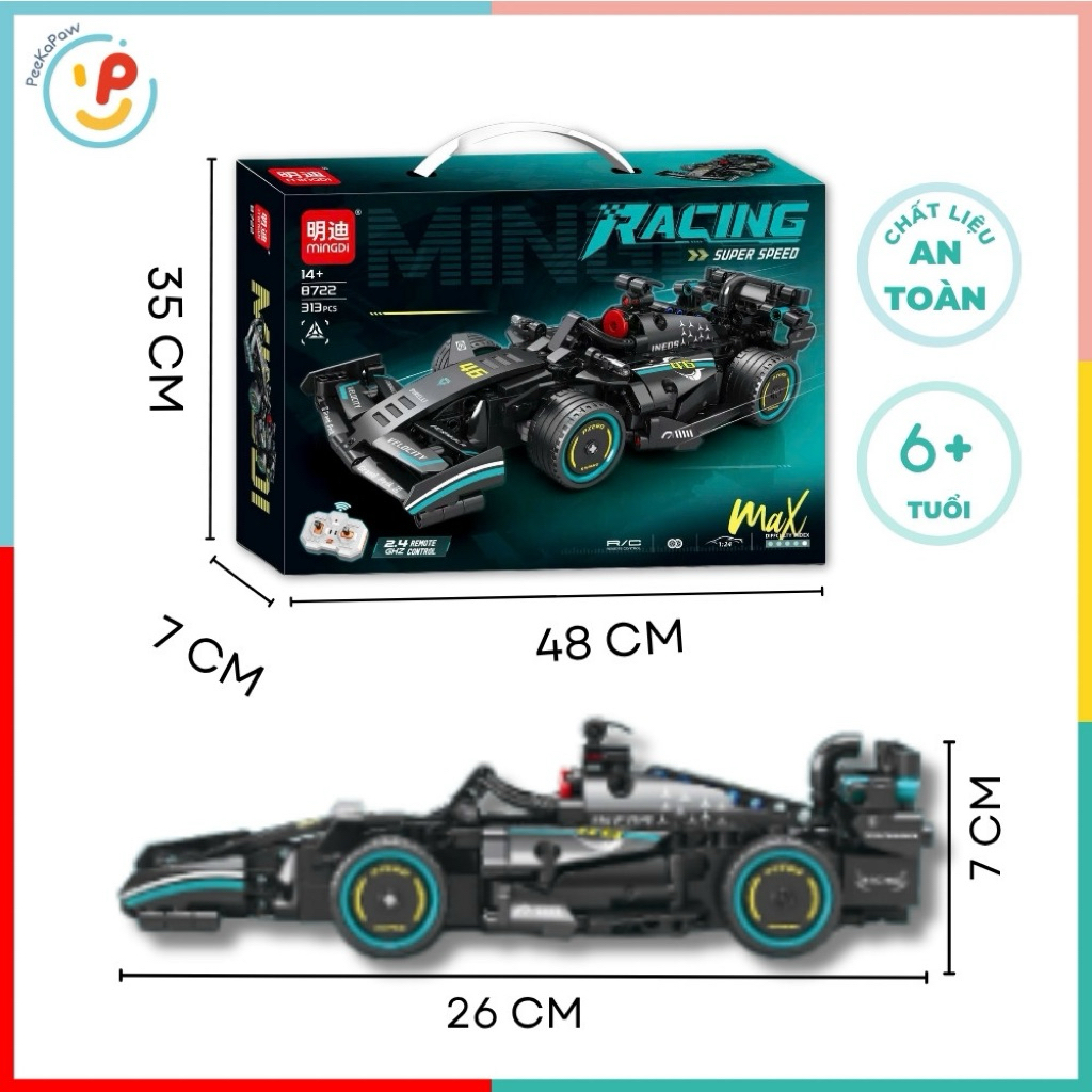 Lắp Ráp Xe Đua Điều Khiển Từ Xa Mingdi Super Speed 300 Mảnh PeeKaPaw Toy