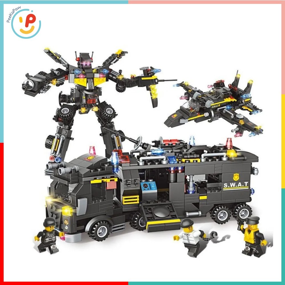 Bộ Lắp Ráp City SWAT Super Police LX.A394 554 Mảnh 8in1 Kèm 3 Nhân Vật – PeeKaPaw Toys