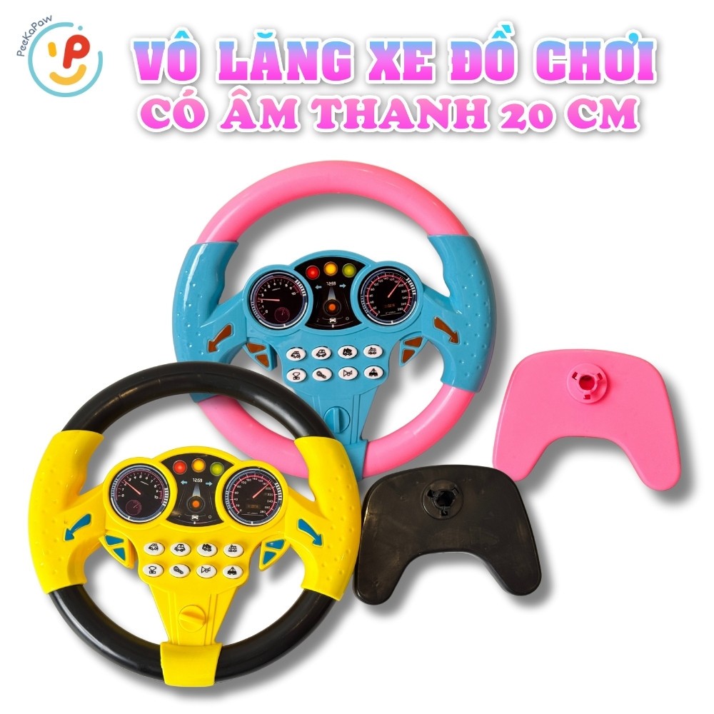 Vô Lăng Xe Đồ Chơi Xoay Được Có Âm Thanh Gắn Tường Đường Kính 20cm PeeKaPaw Toys