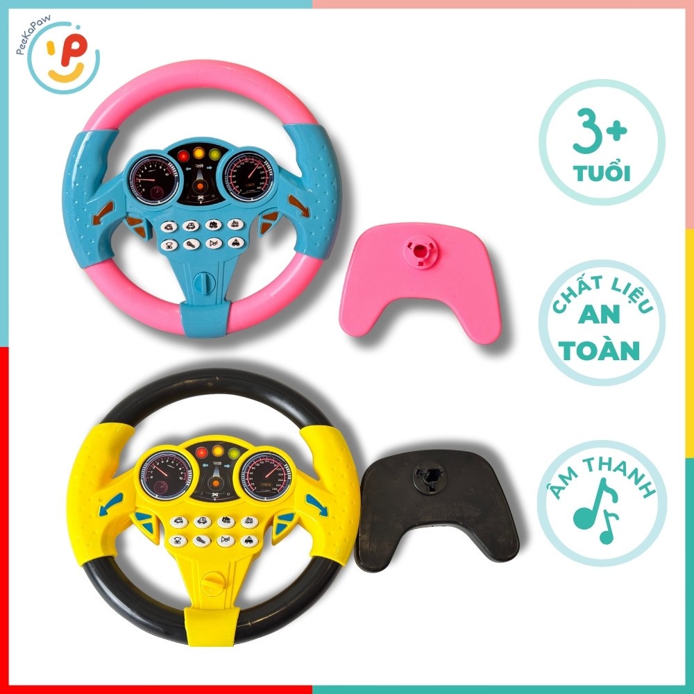 Vô Lăng Xe Đồ Chơi Xoay Được Có Âm Thanh Gắn Tường Đường Kính 20cm PeeKaPaw Toys