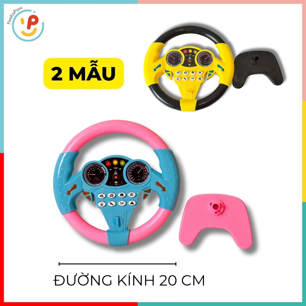 Vô Lăng Xe Đồ Chơi Xoay Được Có Âm Thanh Gắn Tường Đường Kính 20cm PeeKaPaw Toys