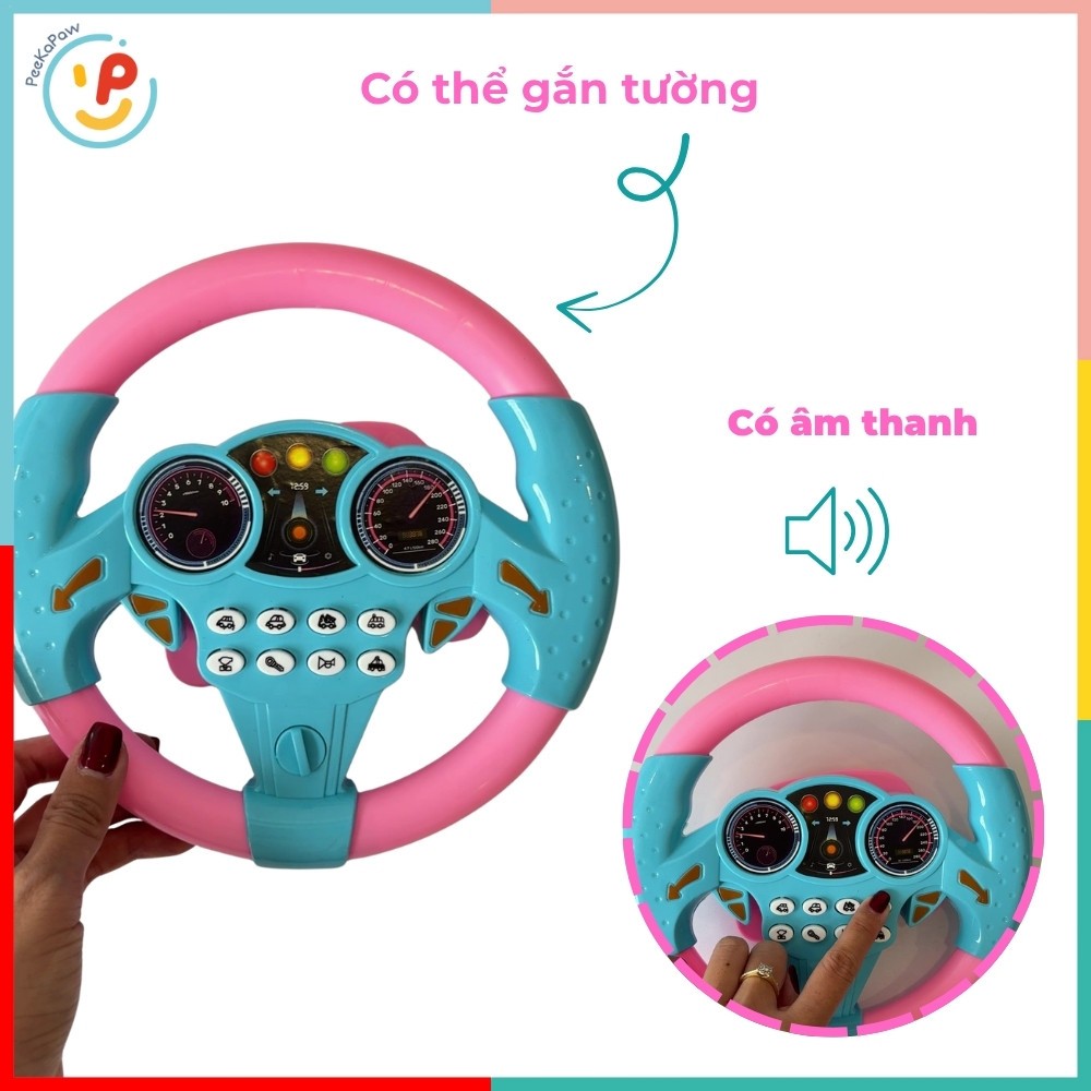 Vô Lăng Xe Đồ Chơi Xoay Được Có Âm Thanh Gắn Tường Đường Kính 20cm PeeKaPaw Toys