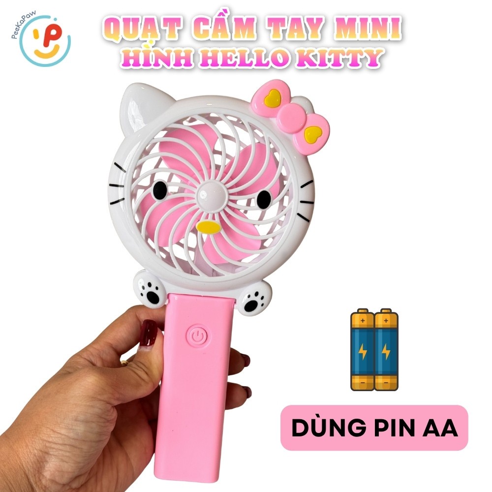 Quạt cầm tay mini chạy pin hình Hello Kitty dễ thương cho bé PeeKaPaw Toys