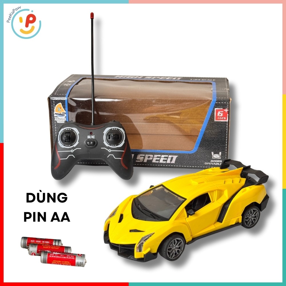 Xe ô tô điều khiển từ xa 2 cửa tốc độ cao pin sạc mở cửa 123-2A PeeKaPaw Toys
