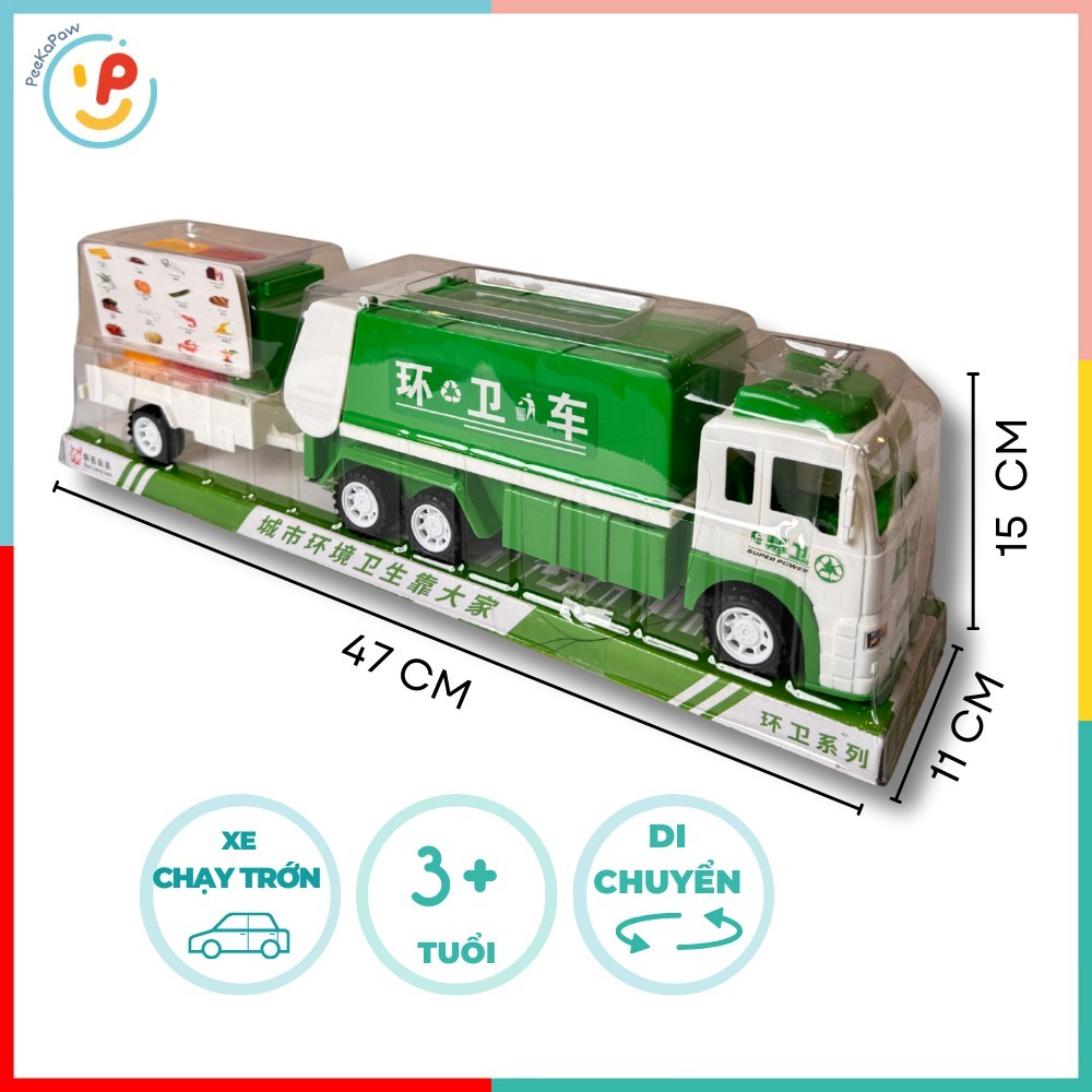 Đồ chơi xe môi trường chở thùng rác phân loại chạy trớn 564-149 PeeKaPaw Toys