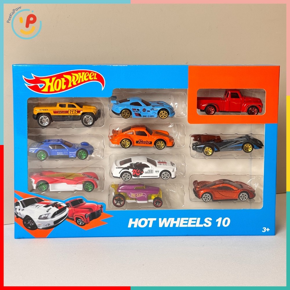 Đồ chơi hộp 10 xe mô hình Hot Wheel chạy trớn mã 324 PeeKaPaw Toys