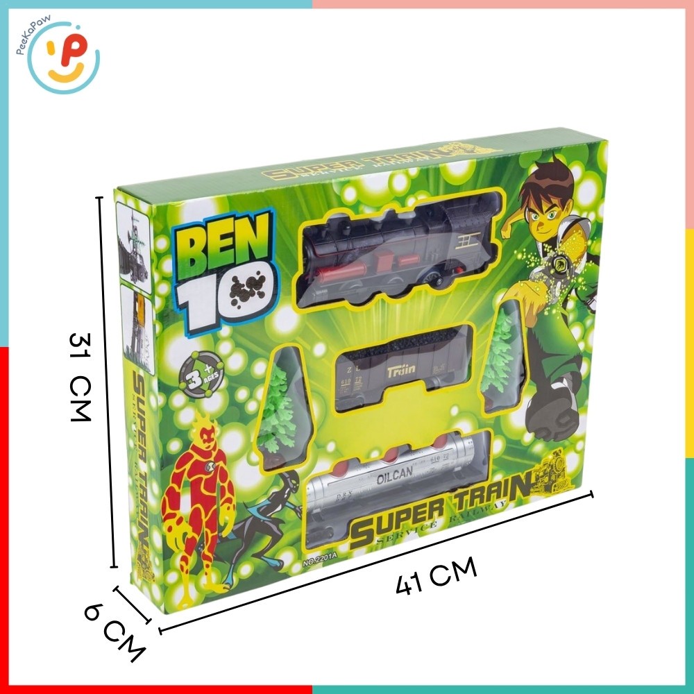 Đồ chơi đường ray xe lửa Ben 10 bộ tàu hỏa chạy pin 2201A PeeKaPaw Toys