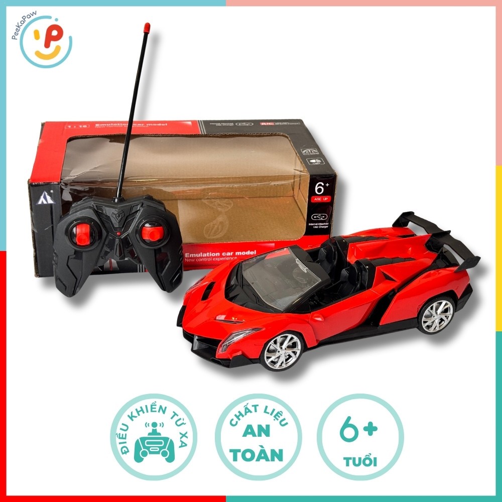 Xe điều khiển từ xa siêu xe thể thao 2 cửa mở được pin sạc 27-16 PeeKaPaw Toys