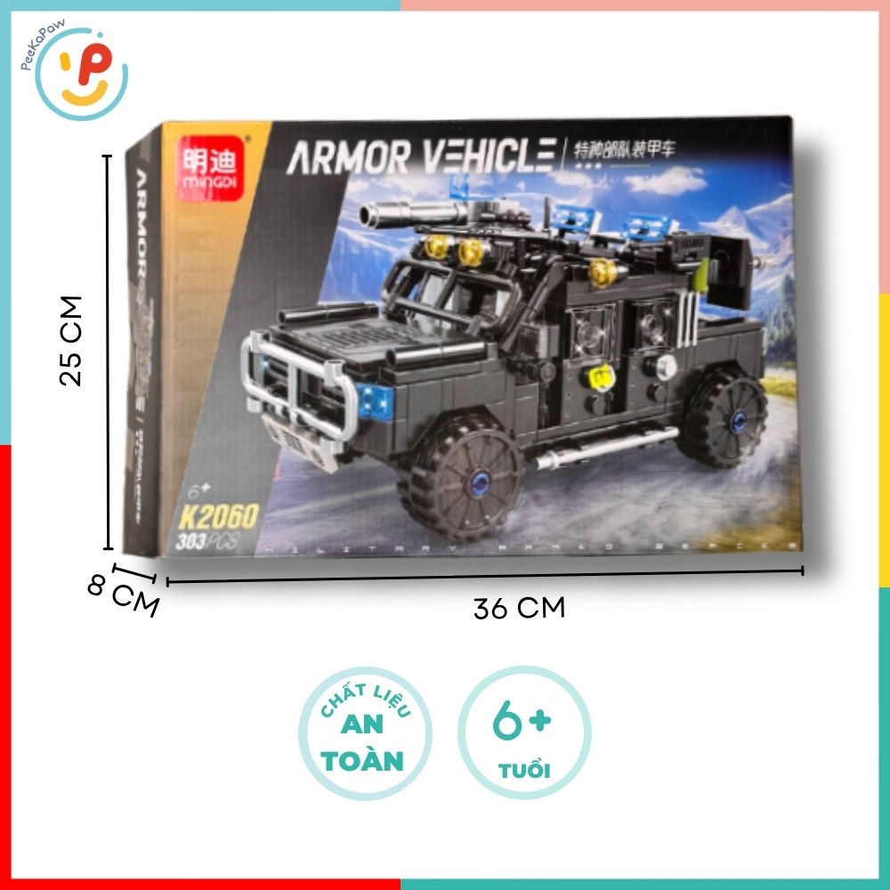 Đồ chơi lắp ráp mô hình quân sự xe bọc thép xe chiến thuật trực thăng mã K2060 K2061 K2062 PeeKaPaw Toys