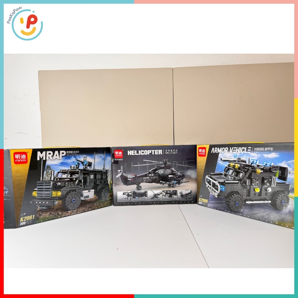 Đồ chơi lắp ráp mô hình quân sự xe bọc thép xe chiến thuật trực thăng mã K2060 K2061 K2062 PeeKaPaw Toys