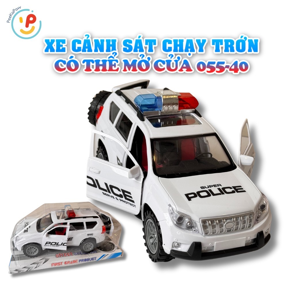 Mô hình xe cảnh sát đồ chơi chạy trớn mở cửa được 055-40 PeeKaPaw Toys