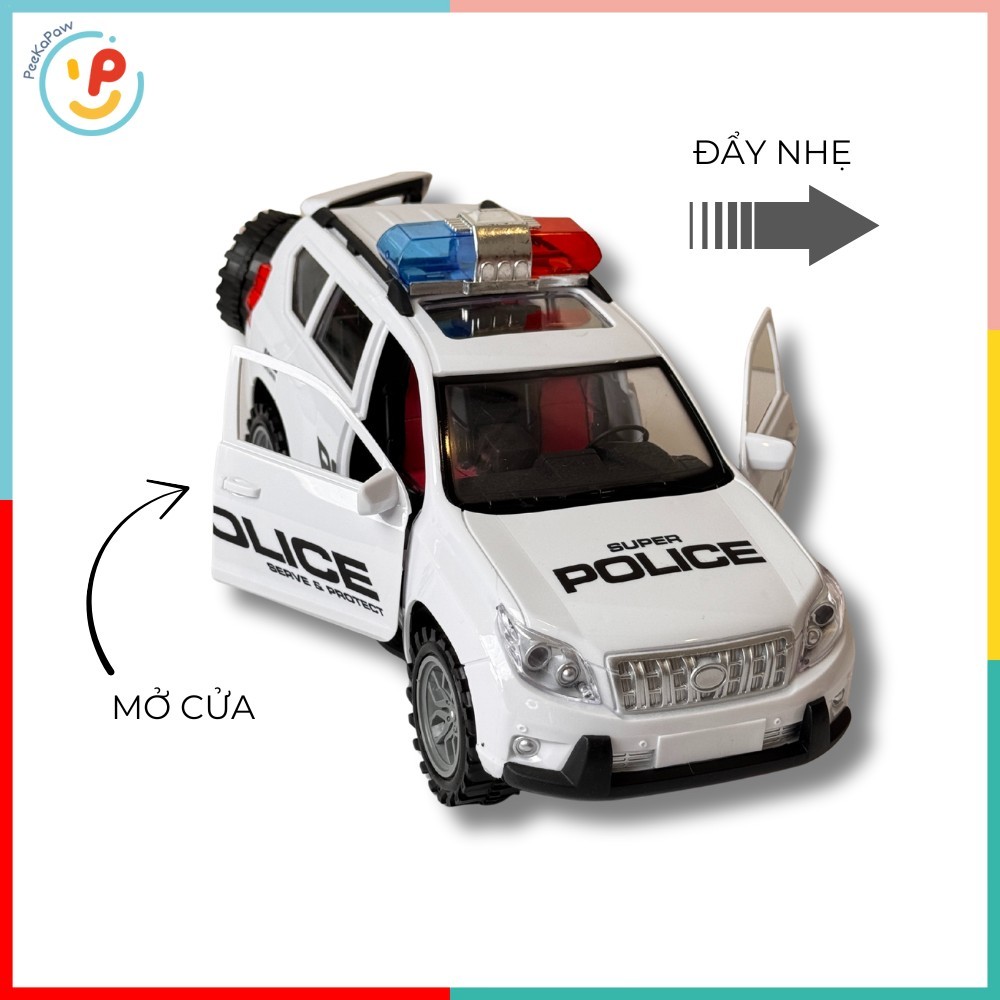 Mô hình xe cảnh sát đồ chơi chạy trớn mở cửa được 055-40 PeeKaPaw Toys