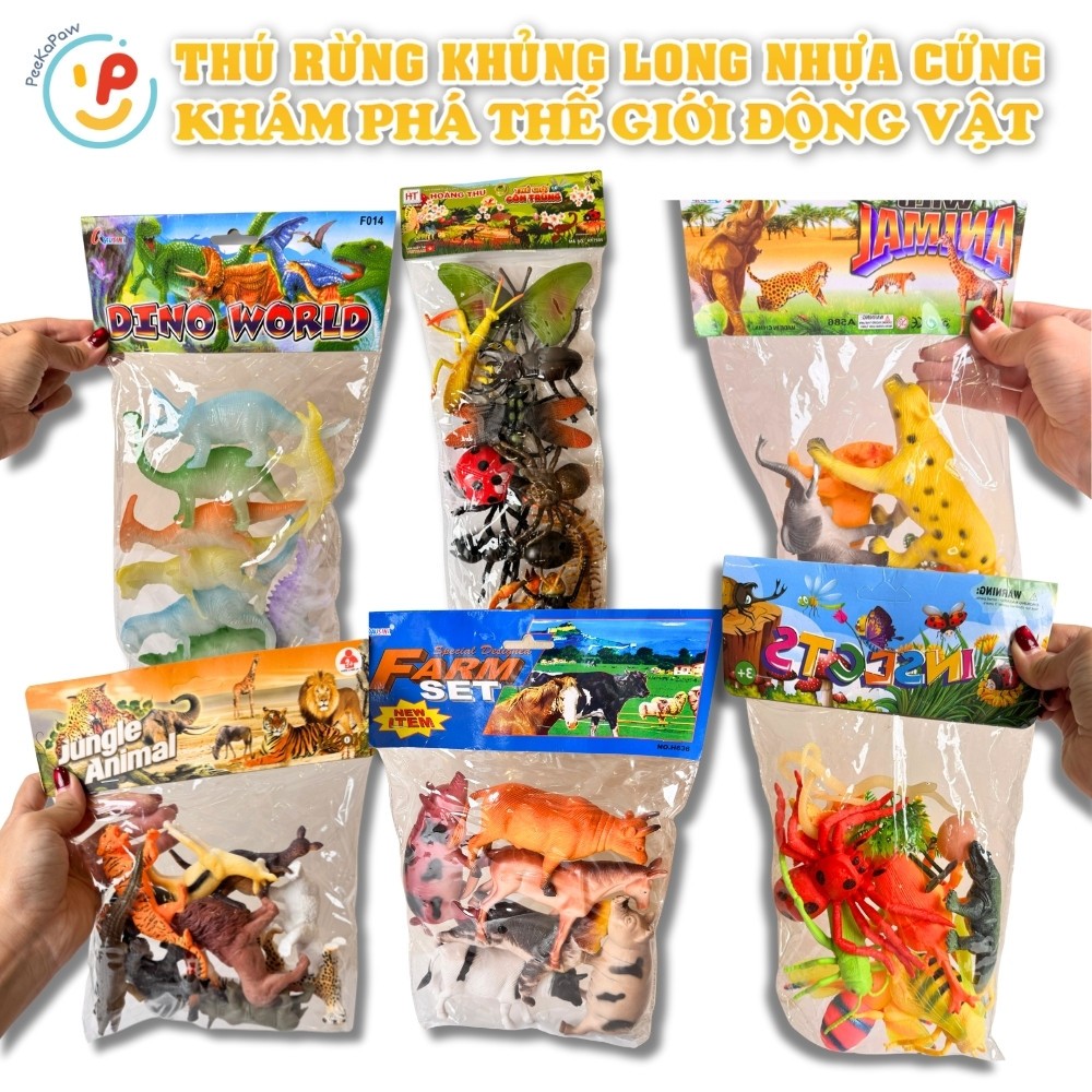 Mô hình thú rừng khủng long nhựa cứng cho bé khám phá thế giới động vật nhiều mẫu PeeKaPaw Toys