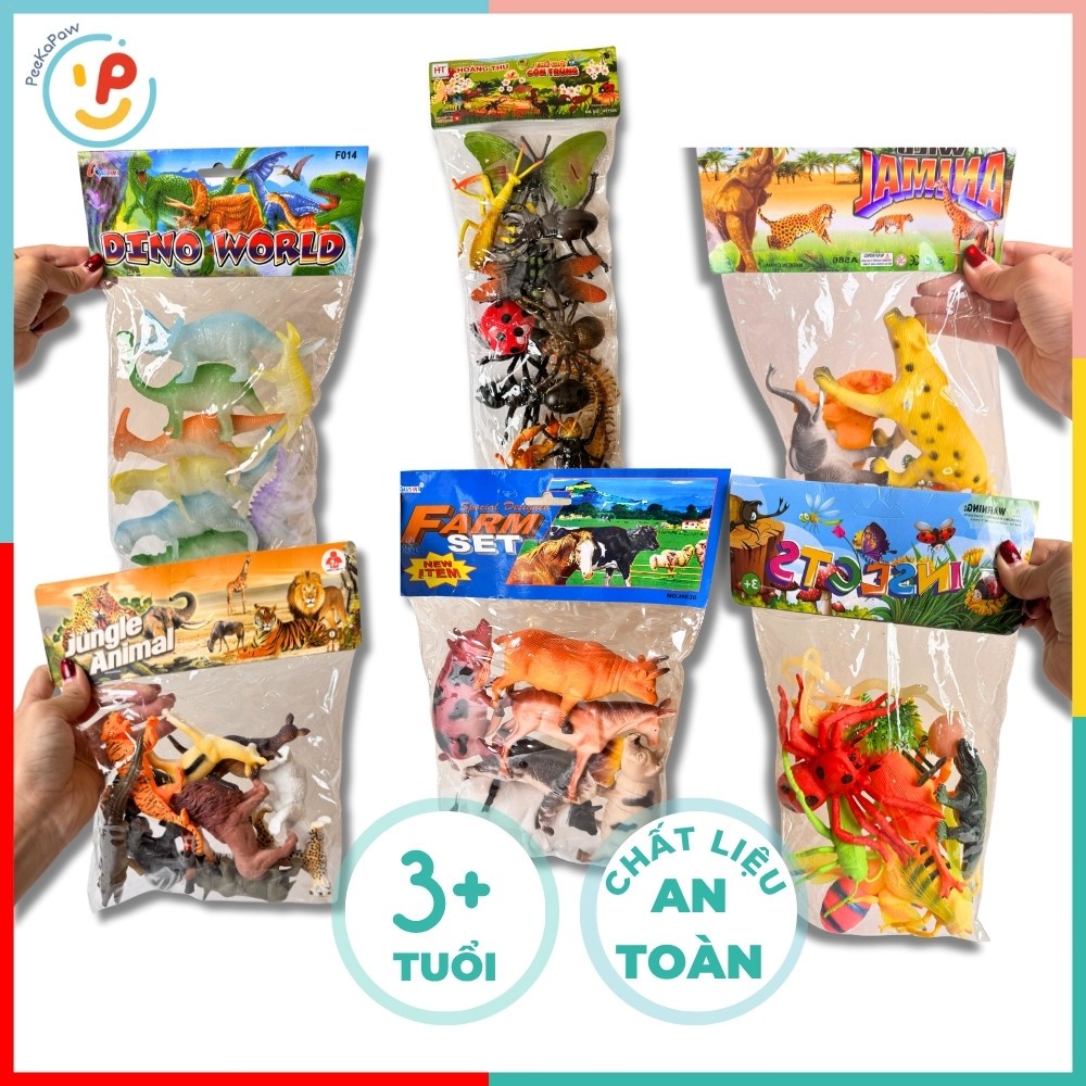 Mô hình thú rừng khủng long nhựa cứng cho bé khám phá thế giới động vật nhiều mẫu PeeKaPaw Toys