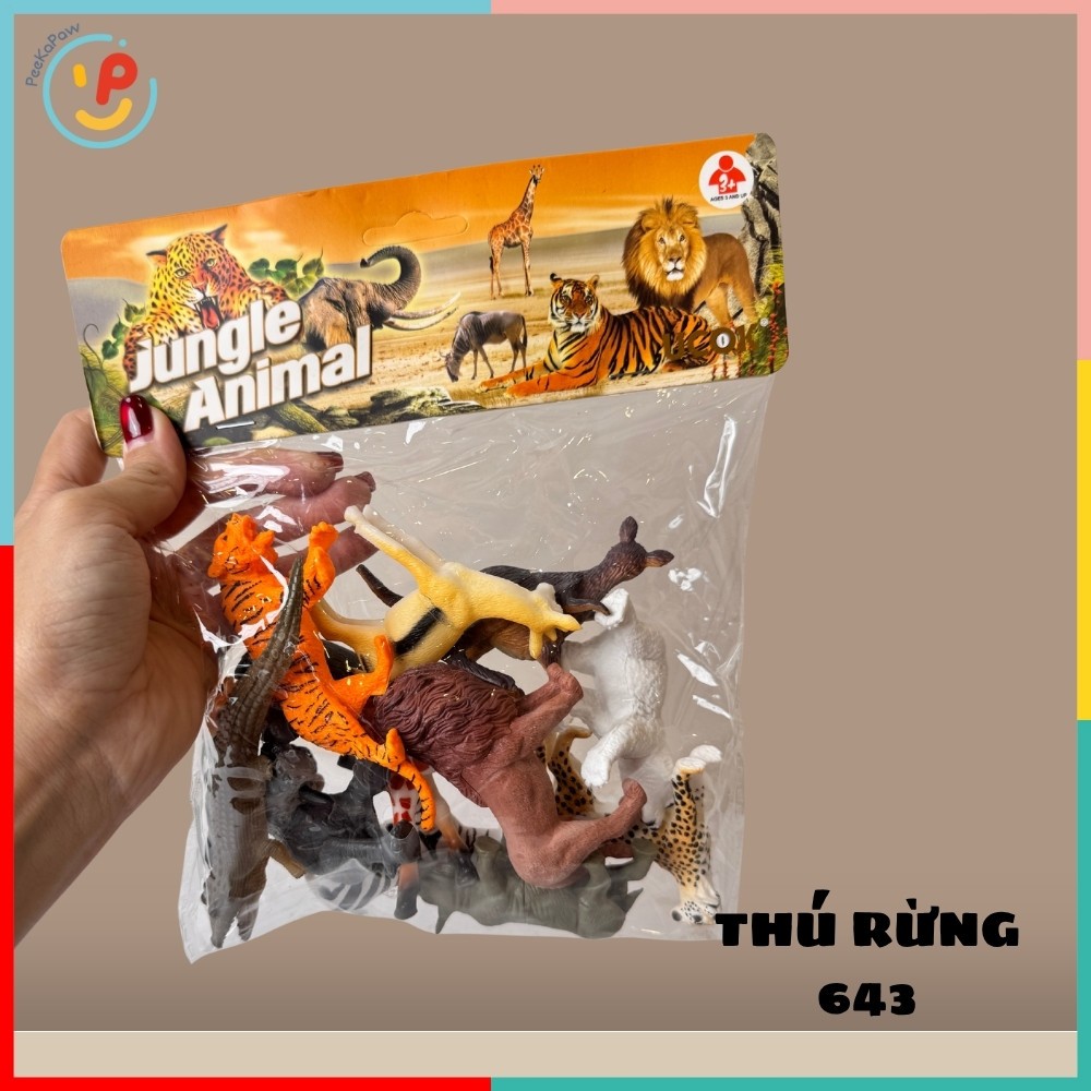 Mô hình thú rừng khủng long nhựa cứng cho bé khám phá thế giới động vật nhiều mẫu PeeKaPaw Toys
