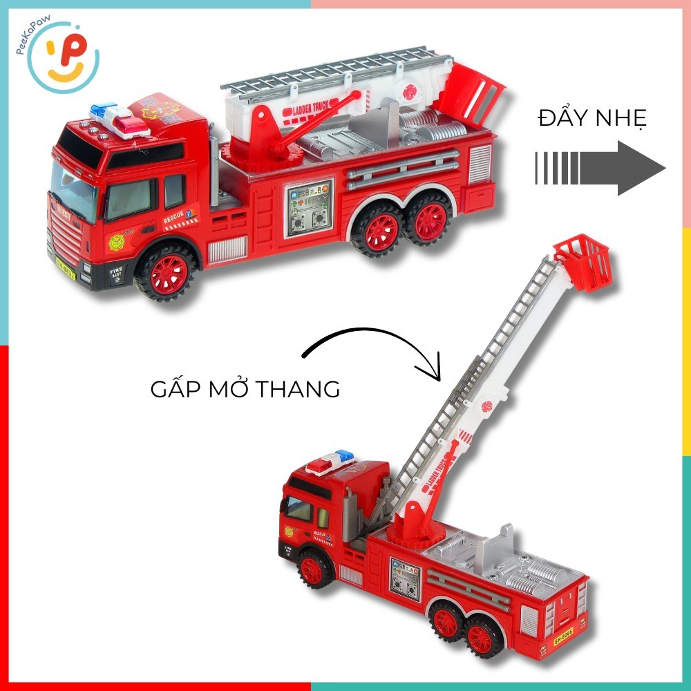 Đồ chơi xe thang cứu hoả chạy trớn mô hình xe cứu hộ 8822 PeeKaPaw Toys