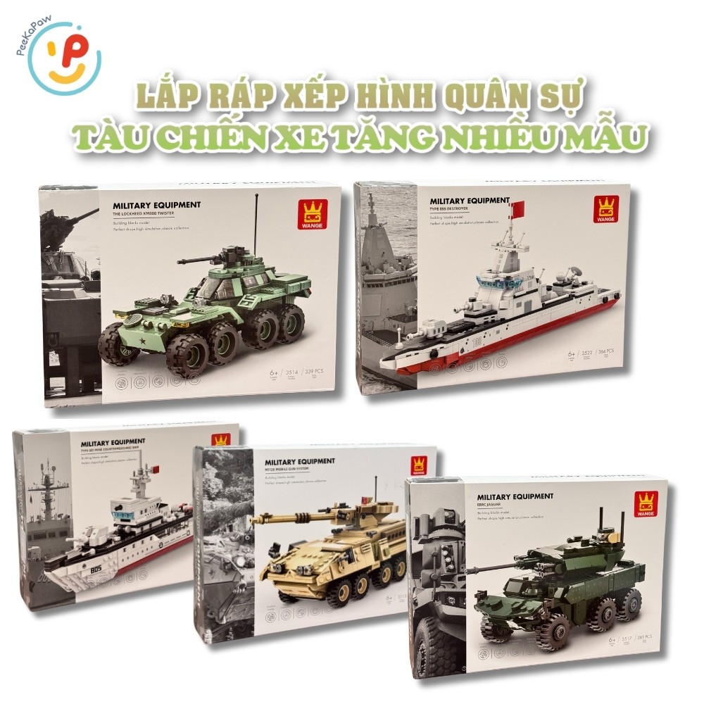 Đồ Chơi Lắp Ráp Xếp Hình Quân Sự Tàu Chiến Xe Tăng Nhiều Mẫu – PeeKaPaw Toys