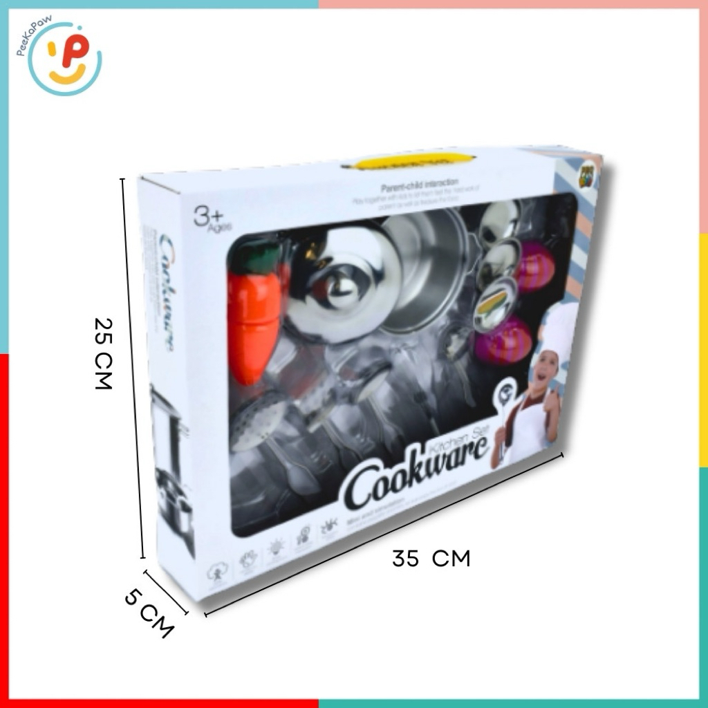 Đồ chơi nhà bếp chất liệu inox 9 món 1402 Đồ chơi nấu ăn PeeKaPaw Toys