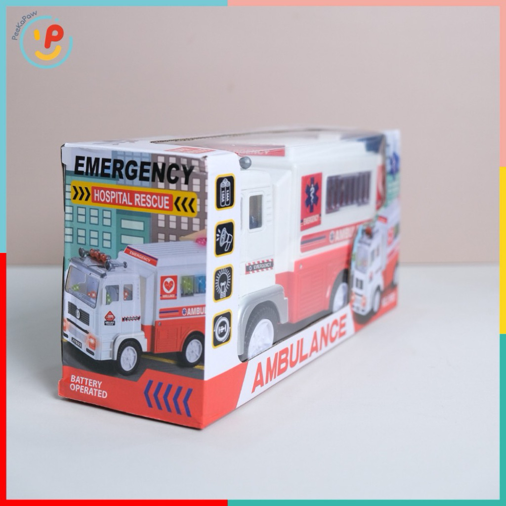 Xe Cứu Thương Đồ Chơi 693 Có Đèn LED Âm Thanh Chạy Pin PeeKaPaw Toy