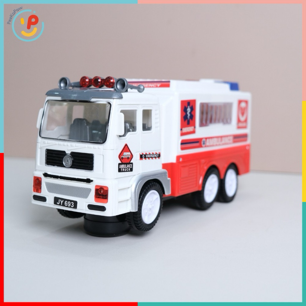 Xe Cứu Thương Đồ Chơi 693 Có Đèn LED Âm Thanh Chạy Pin PeeKaPaw Toy