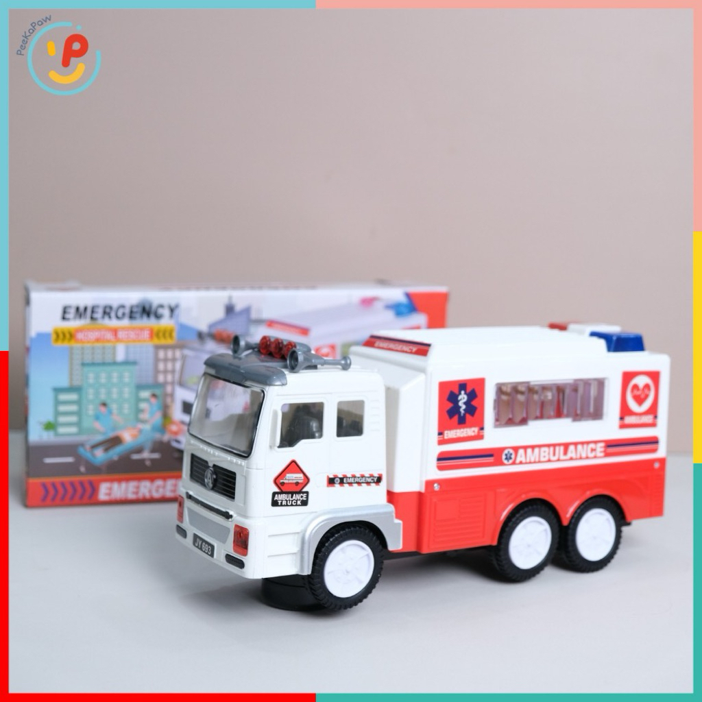 Xe Cứu Thương Đồ Chơi 693 Có Đèn LED Âm Thanh Chạy Pin PeeKaPaw Toy